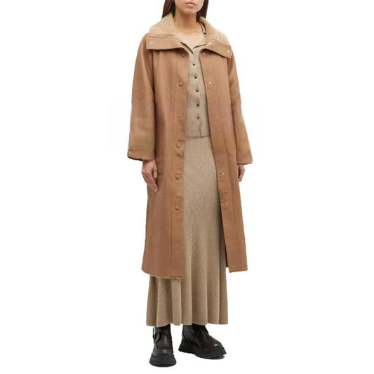 Women Brown Shearling Leather Coat