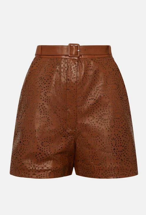 Womens Patterned Leather Shorts