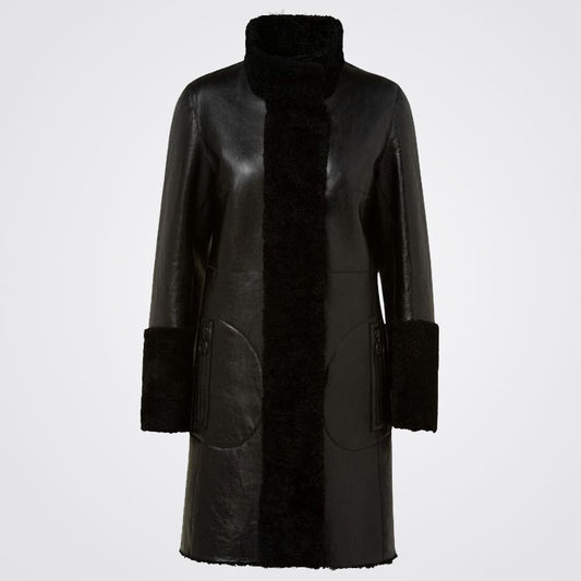 Women’s Black Reversible Shearling Leather Coat