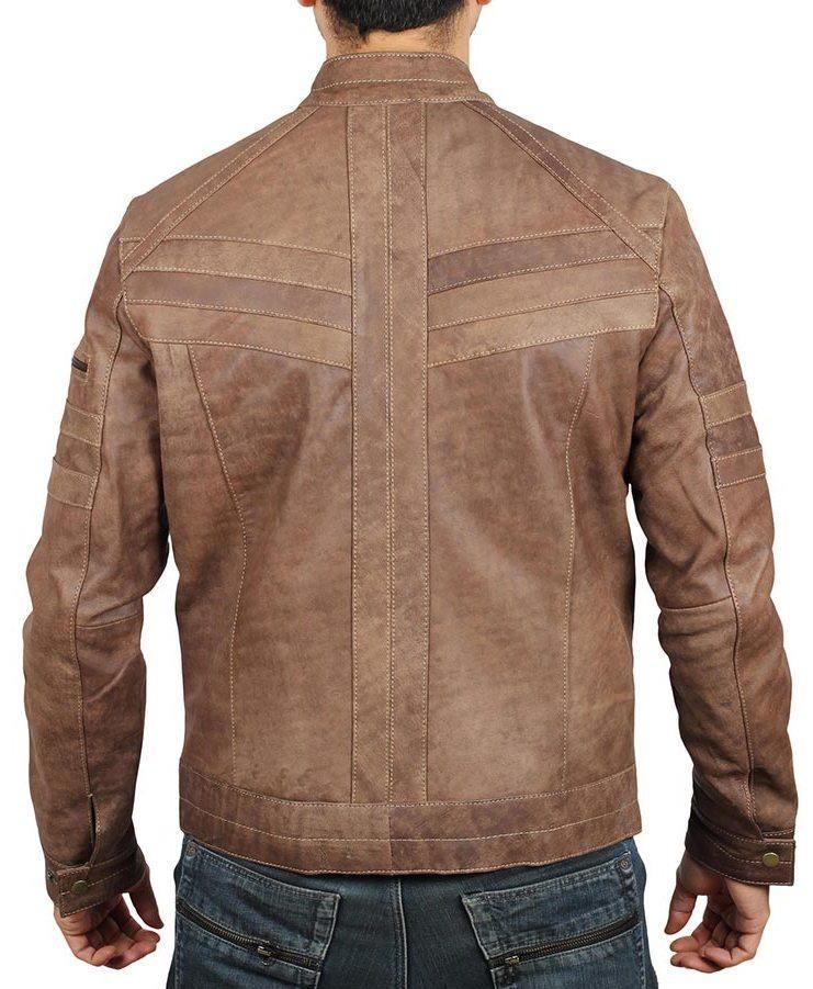 Brown Leather Jacket with Soft Viscose Lining