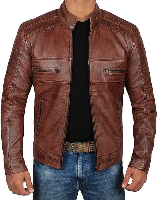Chocolate Brown Waxed Leather Jacket