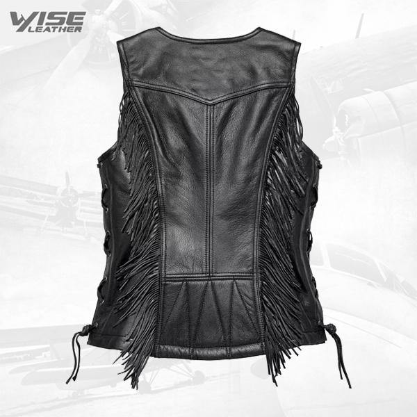 Harley-Davidson Black Boone Fringed Men's Leather Vest