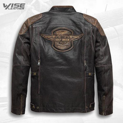 Harley-Davidson Vent Brown Men’s Genuine Leather Motorcycle Jacket