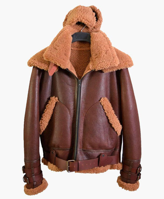 Hot Sale B3 Bomber Leather Jacket with Fur