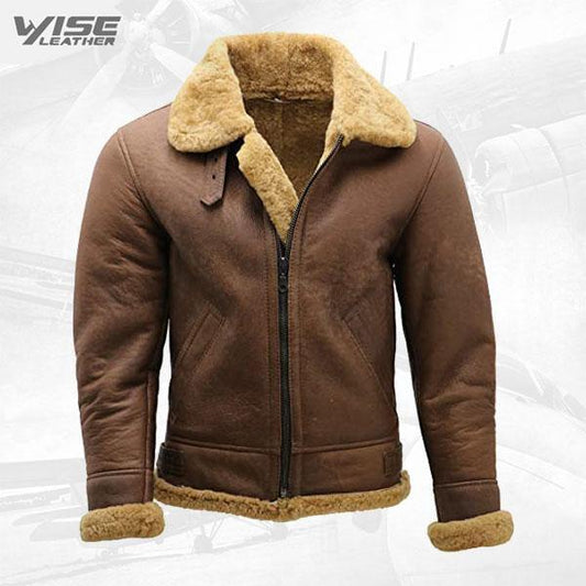 B3 Shearling Leather Aviator Jacket for Men