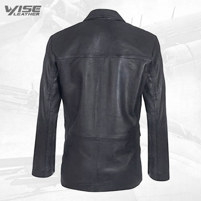 Men's Genuine Black Leather Blazer Soft Real Italian Tailore Vintage Jacket Coat