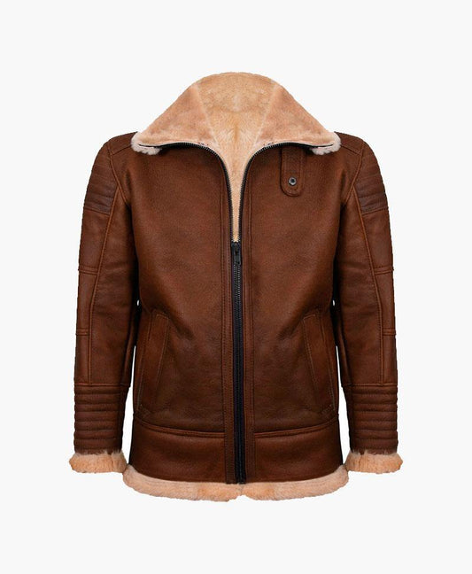 Brown Nappa Leather Jacket with Fur | Fur Collared Jacket