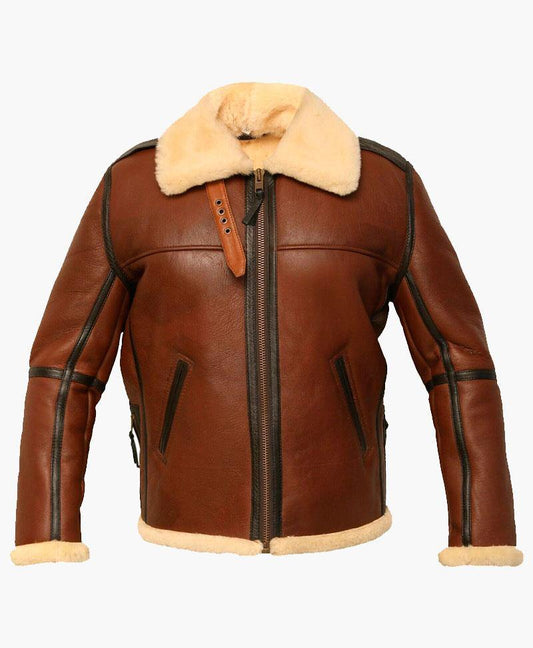 Distressed Flight Leather Jacket with Fur