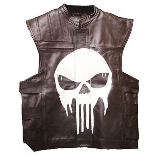 The Punisher Brown Tactical Genuine Real Leather Vest