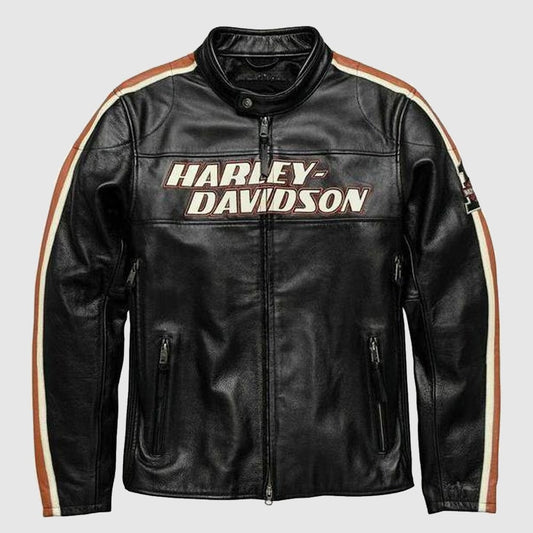 Harley Davidson Sprocket Cowhide Leather Motorcycle Jacket