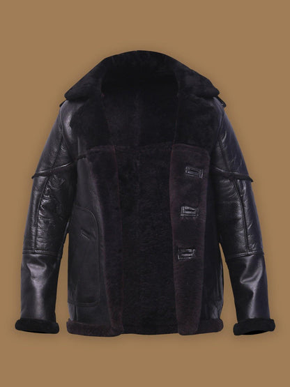 Men's Pure Black Sheepskin Leather Jacket