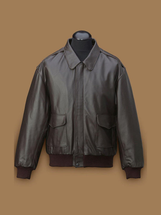 Iconic Men's Dark Brown A2 Leather Bomber Jacket
