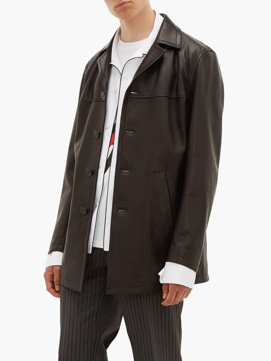 Brown Long Leather Coat for Men