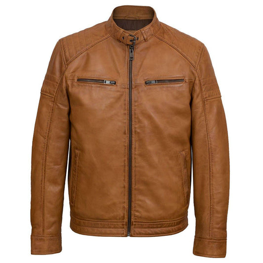 Men's Tan Brown Biker Jacket