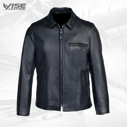 Men's Black Leather Jacket - Timeless Style and Fashionable Appeal