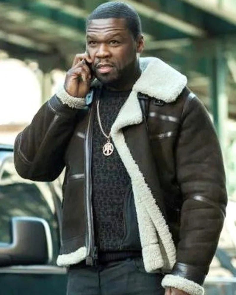 50 Cent Aviator Shearling Leather Jacket