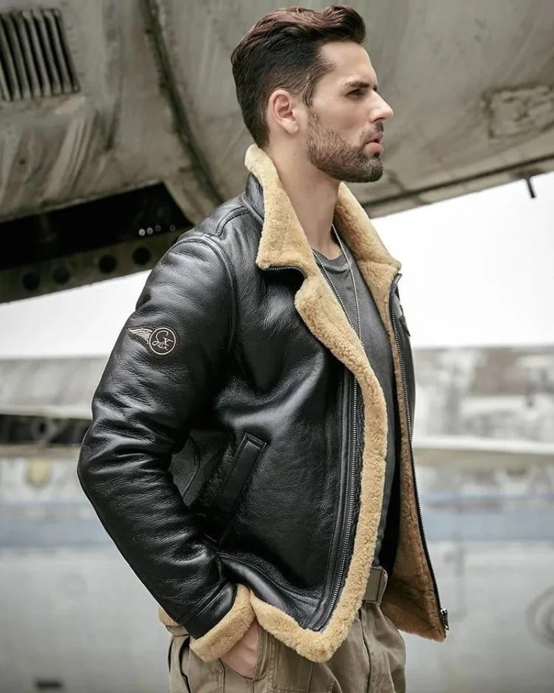 Airforce Flight Bomber Shearling Leather Jacket