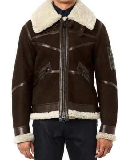 50 Cent Aviator Shearling Leather Jacket