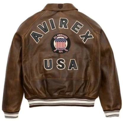 Avirex Classic Brown Bomber Flight Jacket for Men