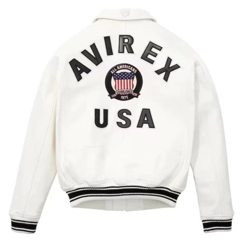 Avirex Classic White American Bomber Flight Jacket for Men