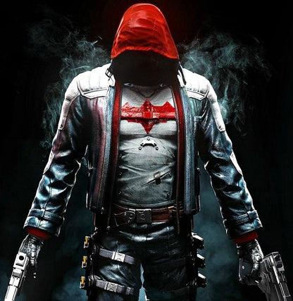 Batman Men Red Hooded Leather Jacket