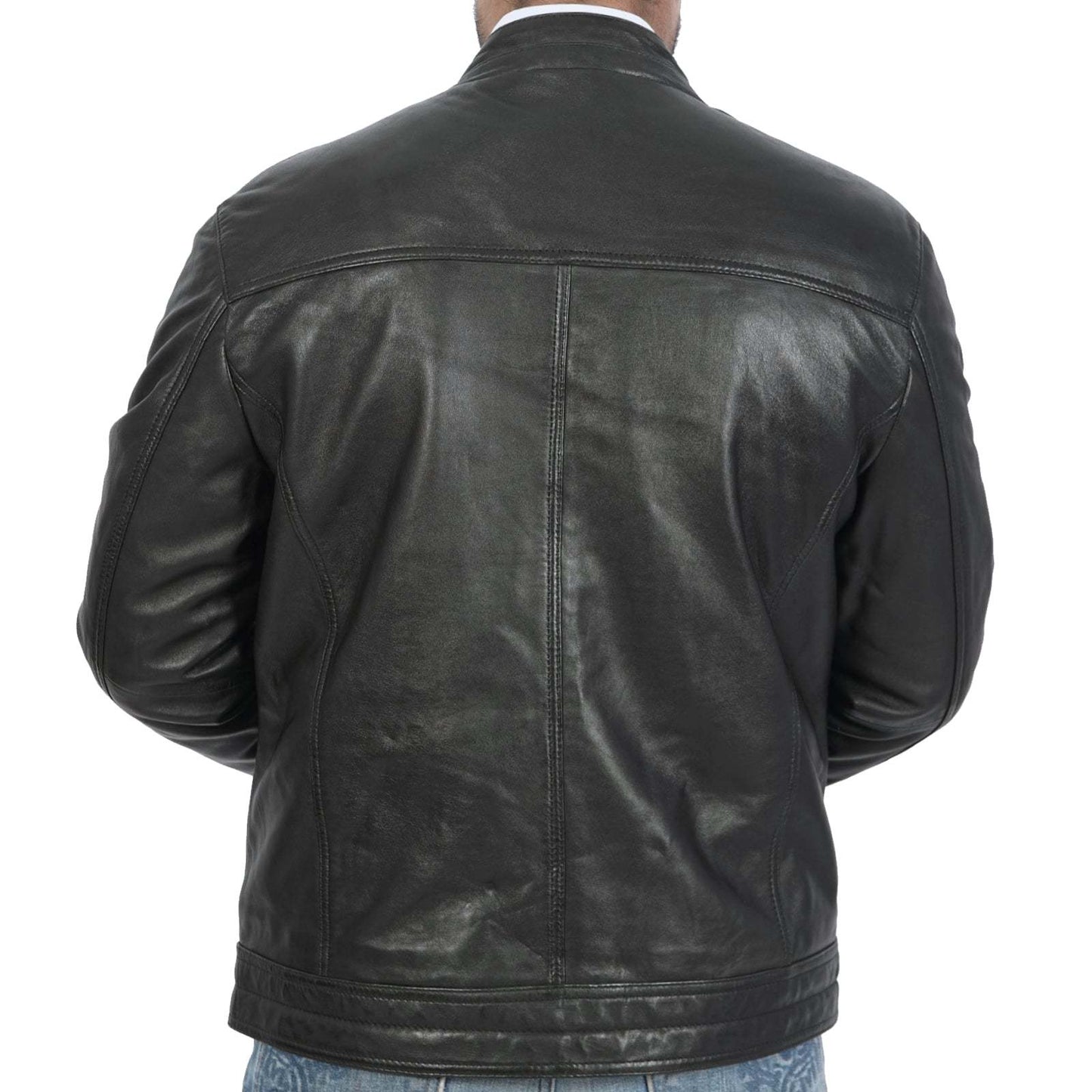 Biker Style Black Real Leather Jacket for Men - Black Jacket