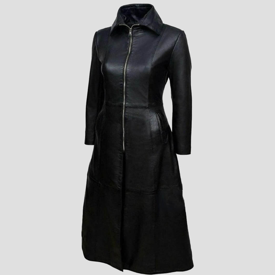 Black Genuine Leather Long Body Coat