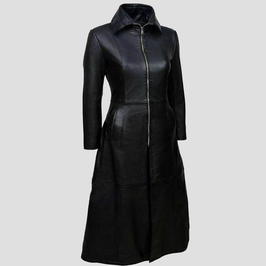 Black Genuine Leather Long Body Coat