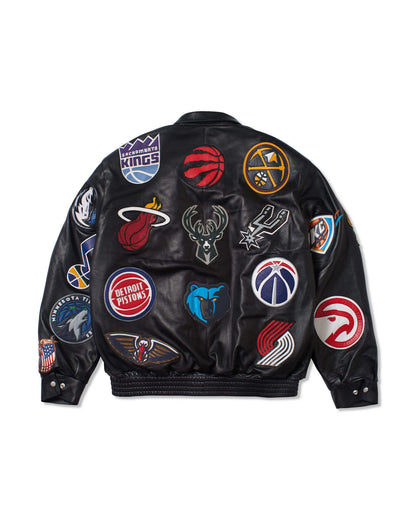 Black NBA Teams Collage Jeff Hamilton Leather Jacket