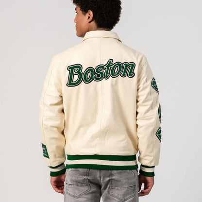 Boston Limited Edition Off White Varsity Jacket