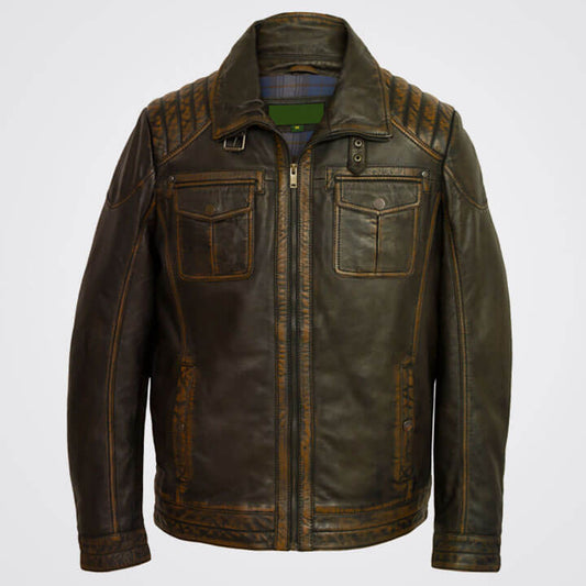 Men's Leather Fashion Jacket in Brown Antique