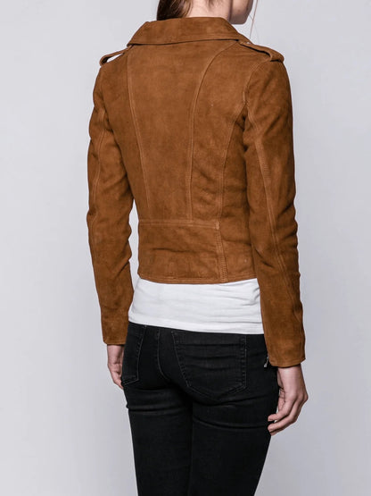 Brown Suede Moto Jacket for Women