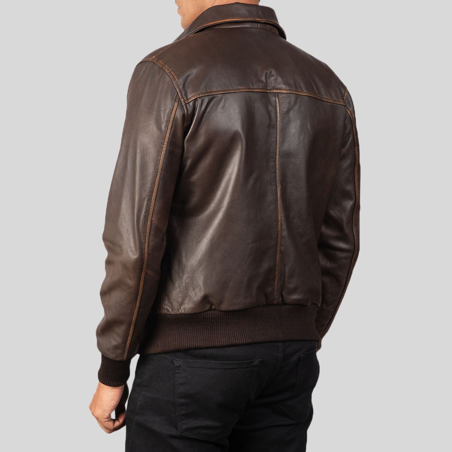 Classic Brown Bomber Leather Jacket for Men