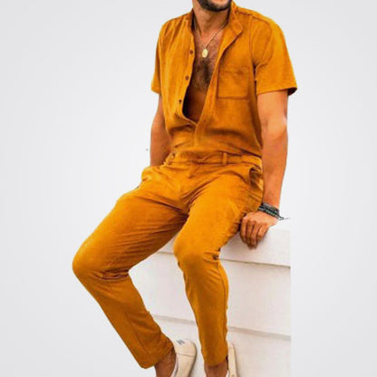 Classic Style Suede Leather Jumpsuit for Men