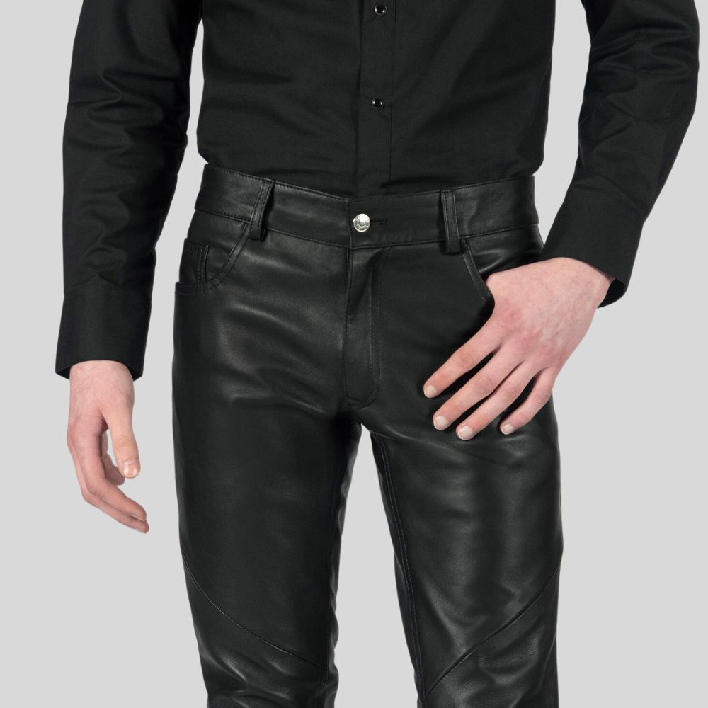 Skinny Fit Black Leather Pant