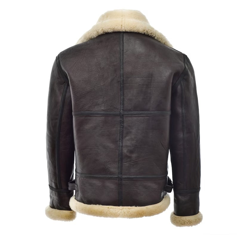 Fallout 4 Men's Brown Shearling Leather Jacket - Fur Jacket