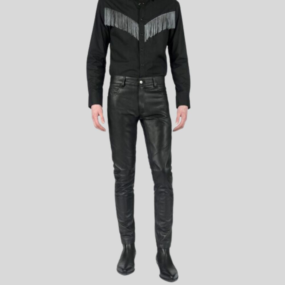 Skinny Fit Black Leather Pant