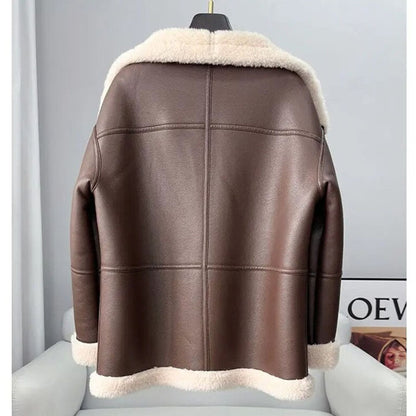 Women Brown B3 Bomber Aviator Flying Pilot Shearling Biker Jacket