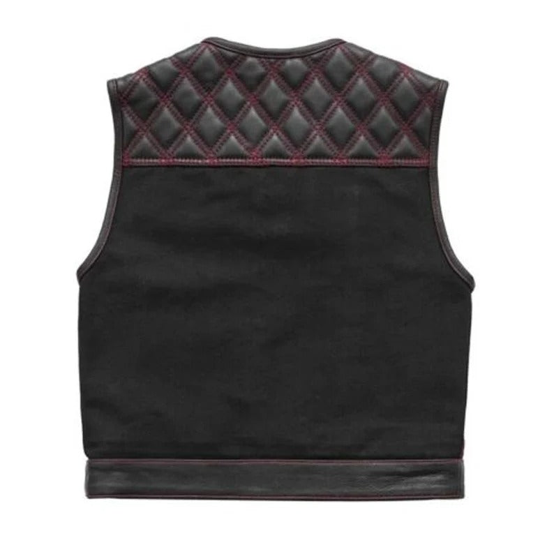 Hunt Club Double Diamond Quilted Cowhide Leather Motorcycle Vest