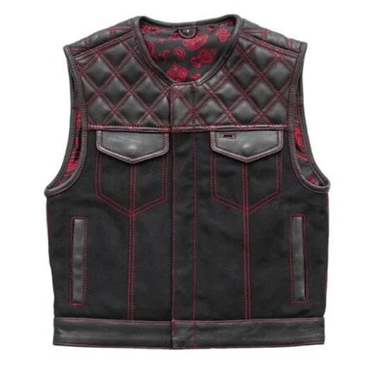 Hunt Club Double Diamond Quilted Cowhide Leather Motorcycle Vest