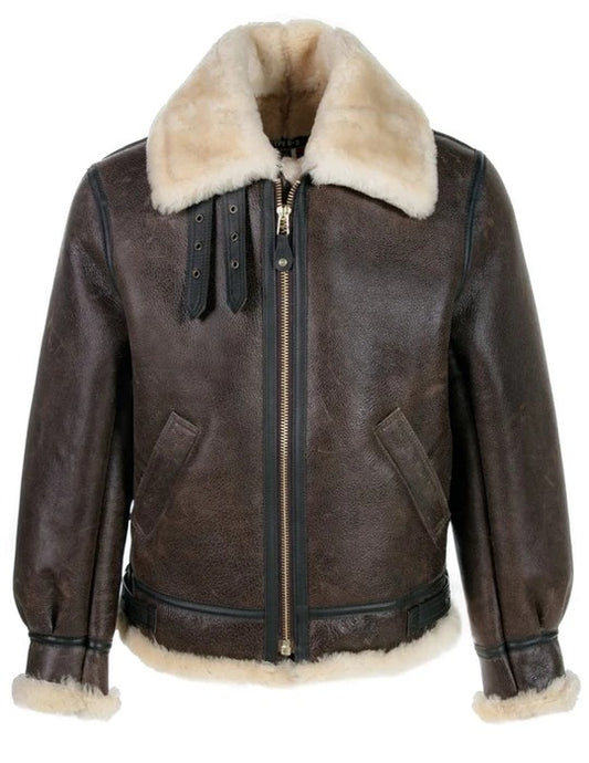 Iconic Style Classic B-3 Sheepskin Leather Bomber Jacket