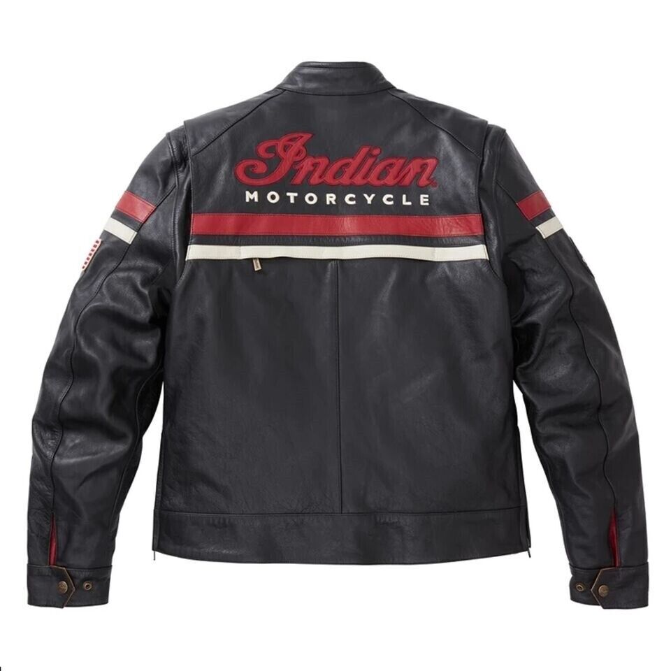 Indian Motorcycle Freeway Jacket - Black & Red Leather Jacket