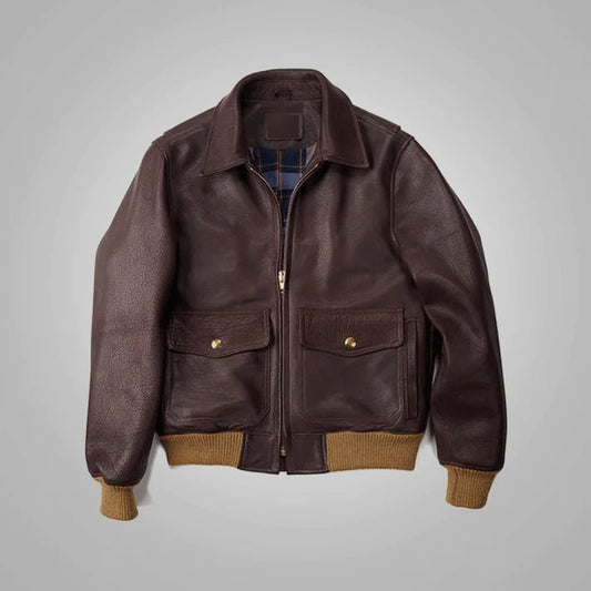 Men's A2 Bomber Aviator Sheepskin Flying RAF Leather Jacket