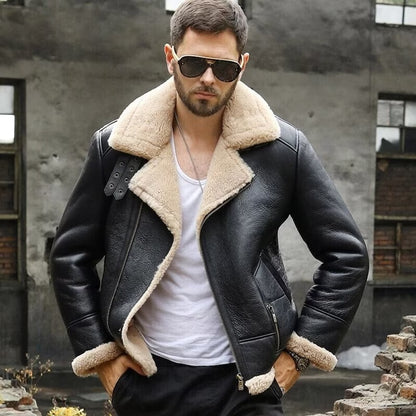 Men's B3 Aviator Shearling Leather Winter Jacket - Wise Store