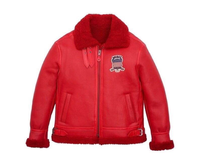 Men's B3 Icon Shearling Military Bomber Jacket - Red Fur, USA Edition