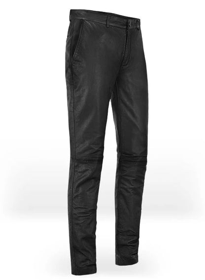 Men's Black Genuine Leather Trouser Pant - Black leather Pant