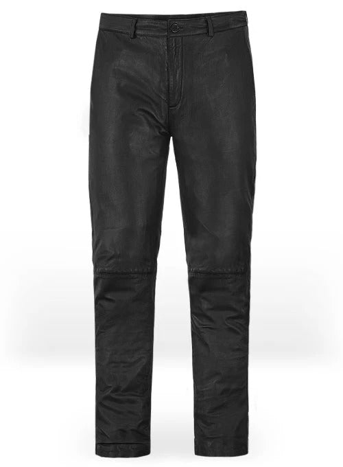 Men's Black Genuine Leather Trouser Pant - Black leather Pant