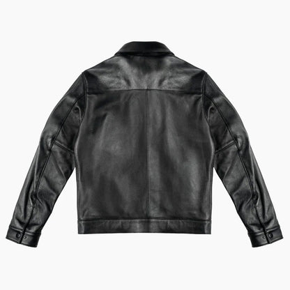 Men's Black Leather Biker Racer Jacket