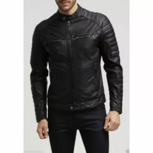 Men's Black Motorcycle Leather Jacket