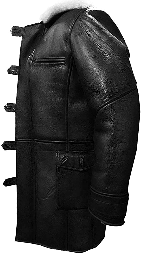 Men's Black RAF B7 Aviator Flight Shearling Leather Coat